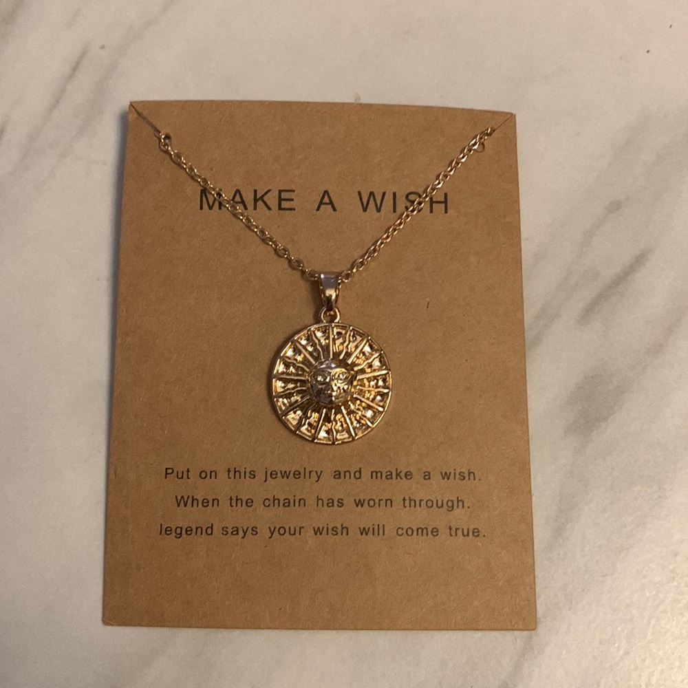 Gold Sun Charm Necklace